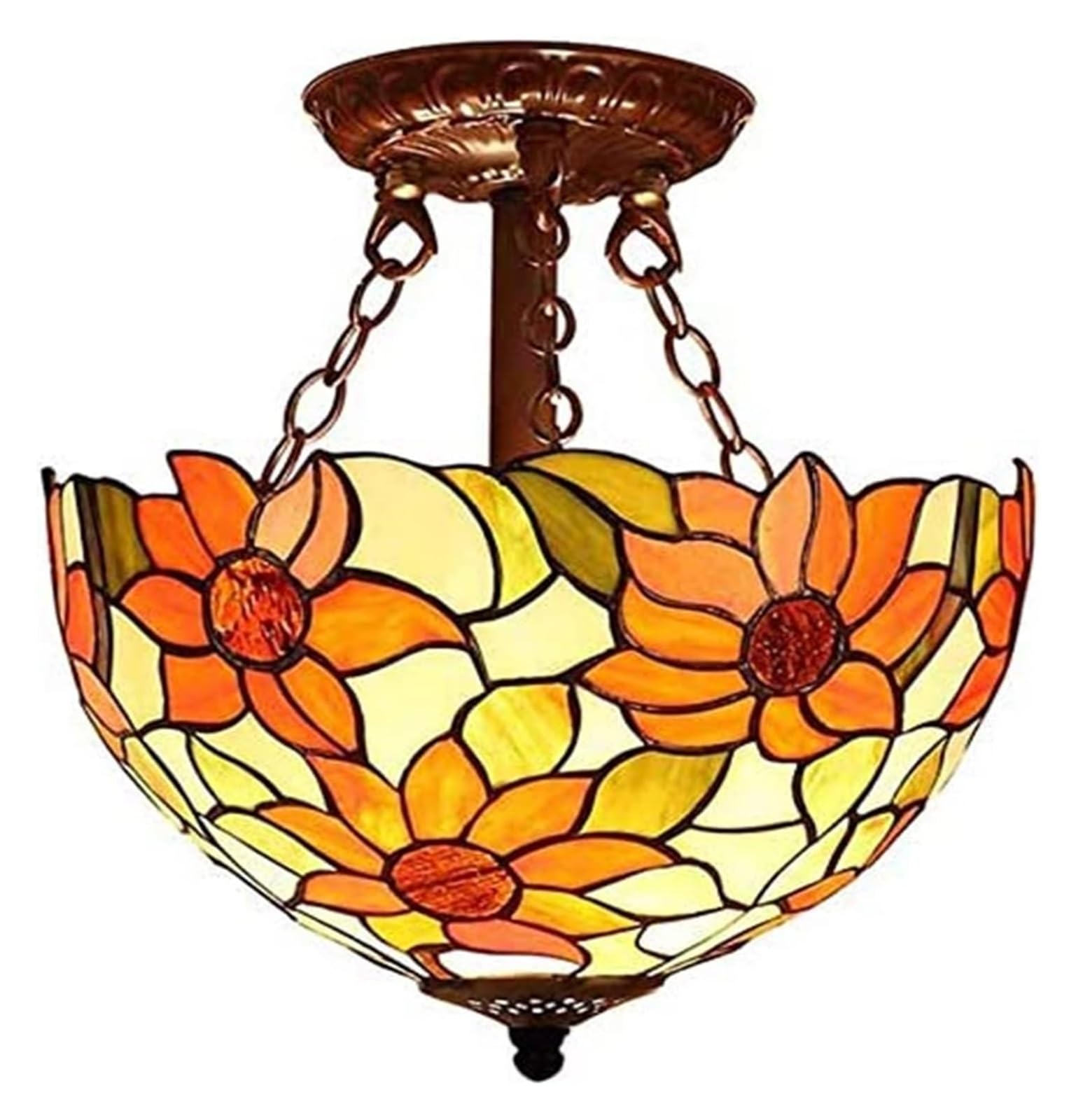 METTEOR Ceiling Lamp Ceiling Lamp Sun Flower Tiffany Chandelier Stained Glass Ceiling Lamp Bedroom Home Improvement Ceiling Light 30 40Cm