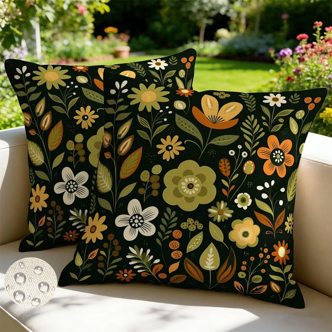 Housses de coussin 70x70 cm extérieur motif floral rustique pour votre salon de jardin et patio