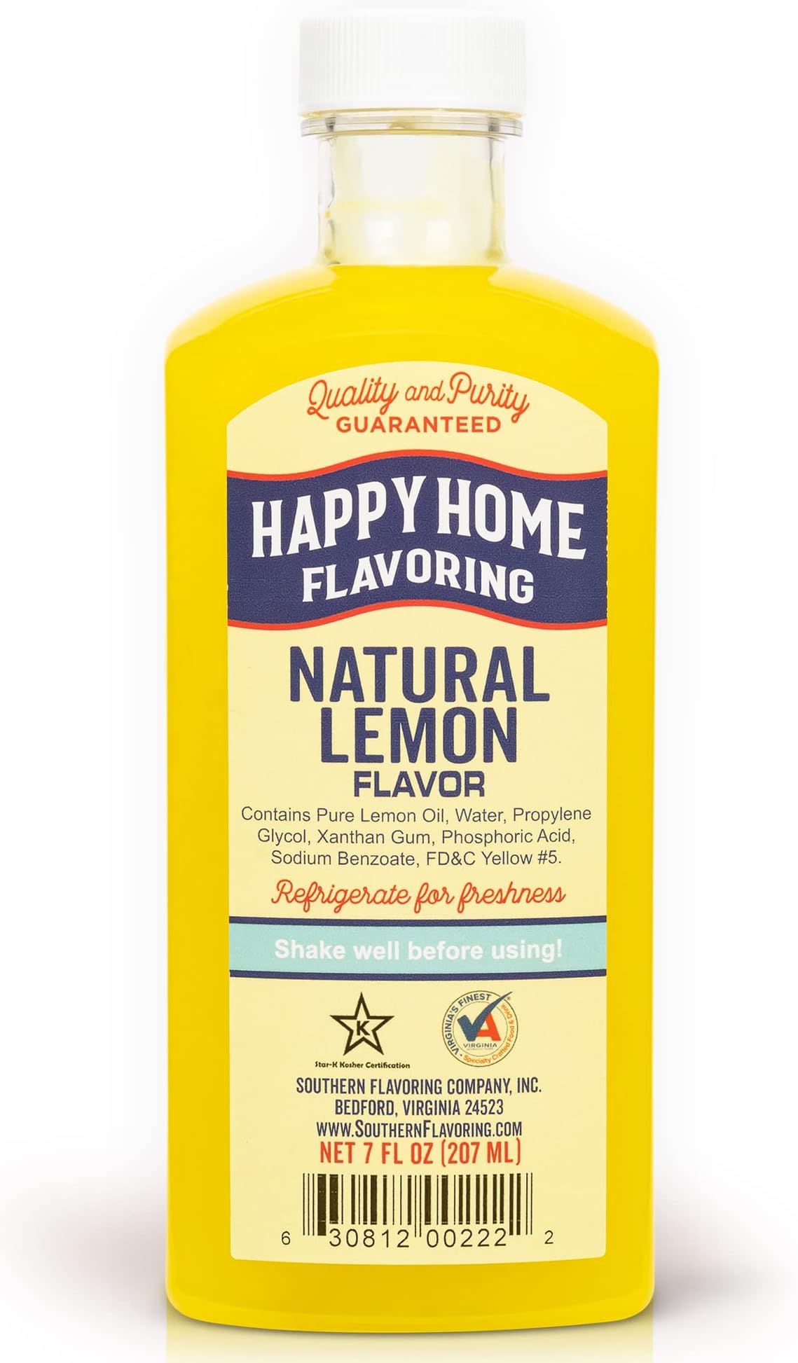 Happy Home Natural Lemon Flavor, Non-Alcoholic, Certified Kosher, 7 oz.
