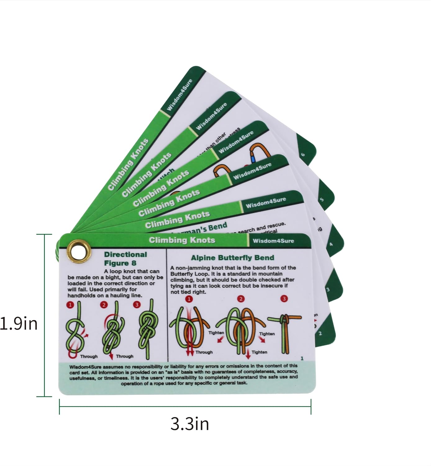 Wisdom4Sure Rock Climbing Knot Cards Includes 18 Rope Knots for Every Adventure Portable Knot Guide with Mini Carabiner to Clipping to Backpack Pocket Size