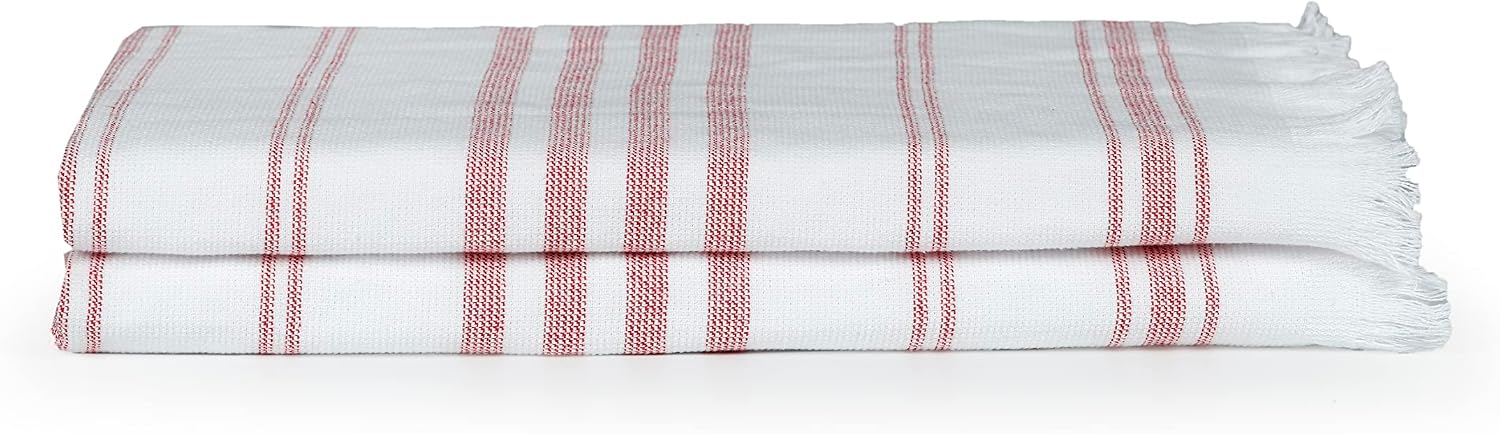 Ample Decor Hand Towels for Kitchen Set of 2 100% Cotton - Quick Drying, Towel for Hand, Face, Hair, Yoga, Tea, Dishcloth, and Bath, Oeko-Tex Certified - Brick Red - 16 X 28 Inch
