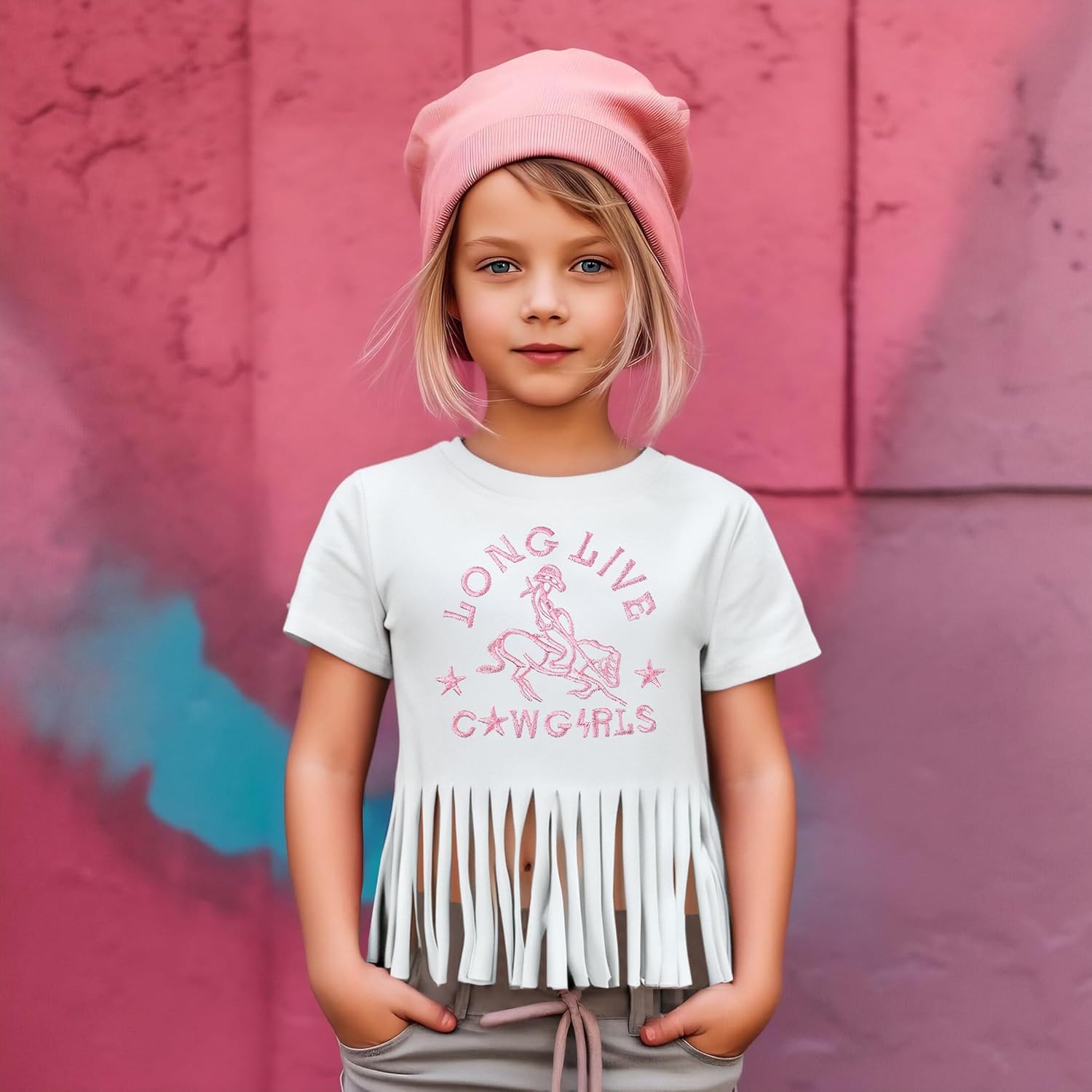 Girls Western Shirt Cowgirls Embroidered Country T Shirt Long Live Shirts Horseback Rider Tassel Fringe Tee Tops - Image 2