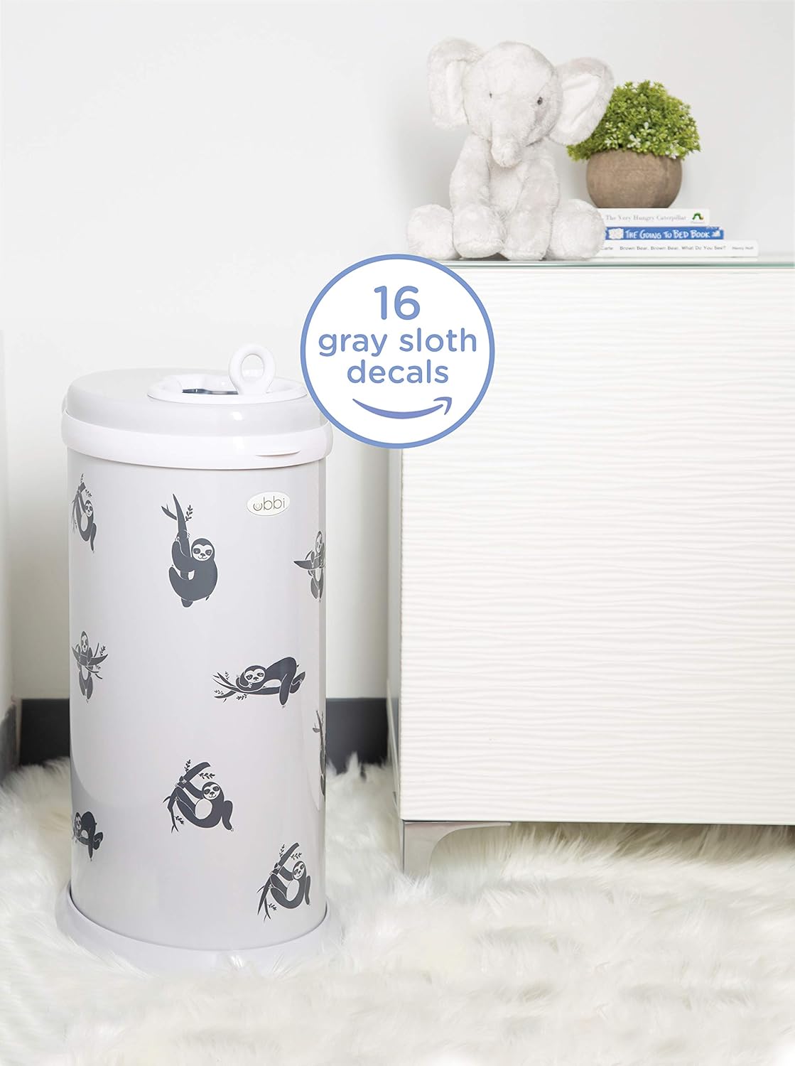 Ubbi Sloth Peel and Stick Decal Stickers, Decorative Sticker for Diaper Pail or Baby Nursery : Everything Else