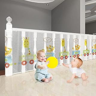 SNOWIE SOFT� 19.6 * 2.59ft Baby Safety Net Guards Stairway Rail Net Thicken Polyester High Stairway Baby Guards with 75 Nylon Zip Ties Ropes Safety Net for Stairway, Patios, Balcony