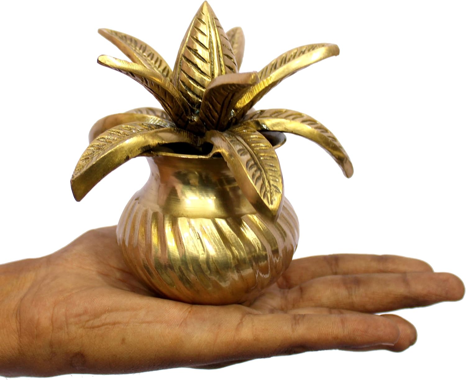 eSplanade Brass Decorative Kalash with Coconut for Puja Temple Laxmi Ganesh Crafted Kalasha - 5.75 inches