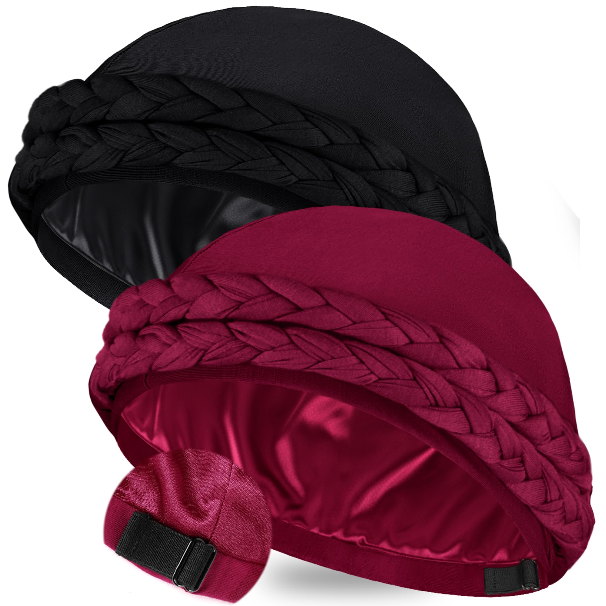 Ababalaya Adjustable Satin Lined Turban for Women Men