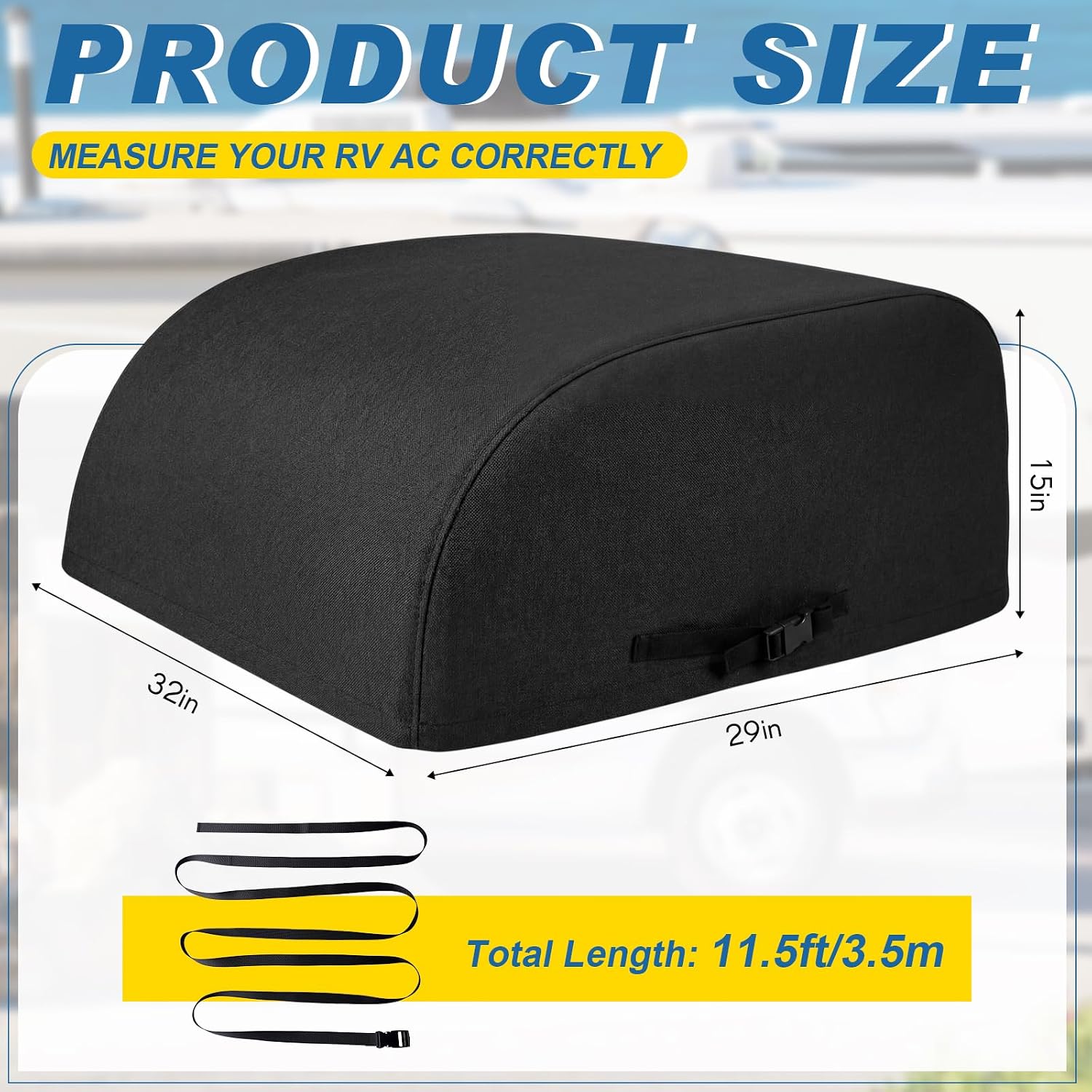 Outus 2 Pcs Rv Air Conditioner Cover, 32"L x 29"W x 15"H Travel Trailer Ac Covers for 600d Waterproof Oxford Cloth Camper Rv Air Conditioner Covers for Outside (Black)
