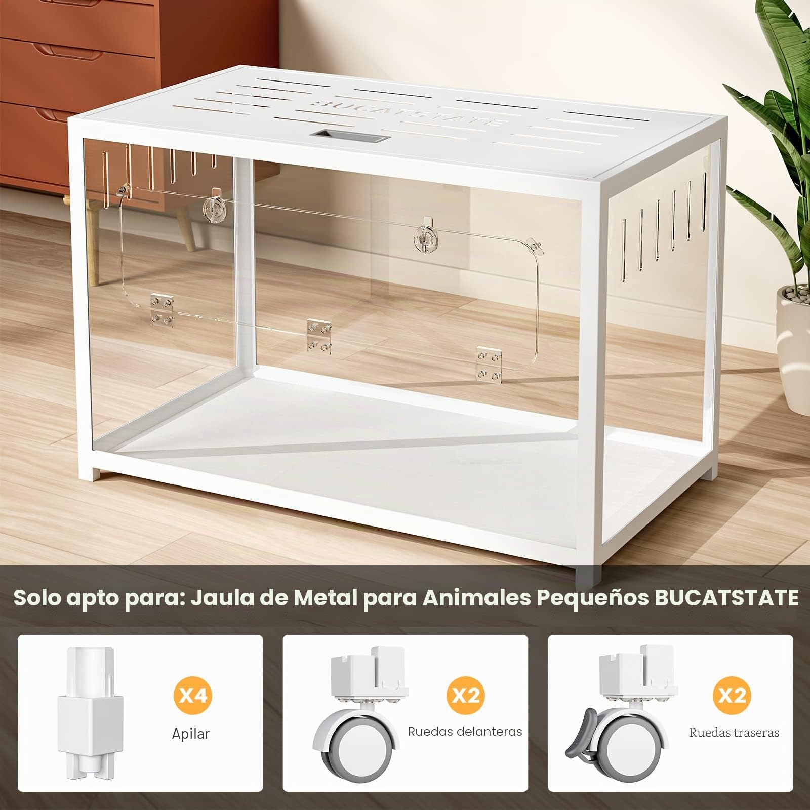 BUCATSTATE Accesorios universales para ruedas y carretillas elevadoras, accesorios de jaula que admiten movimiento y apilamiento, solo para jaula de hámster BUCATSTATE 2.0, no se aplica a Cage 3.0