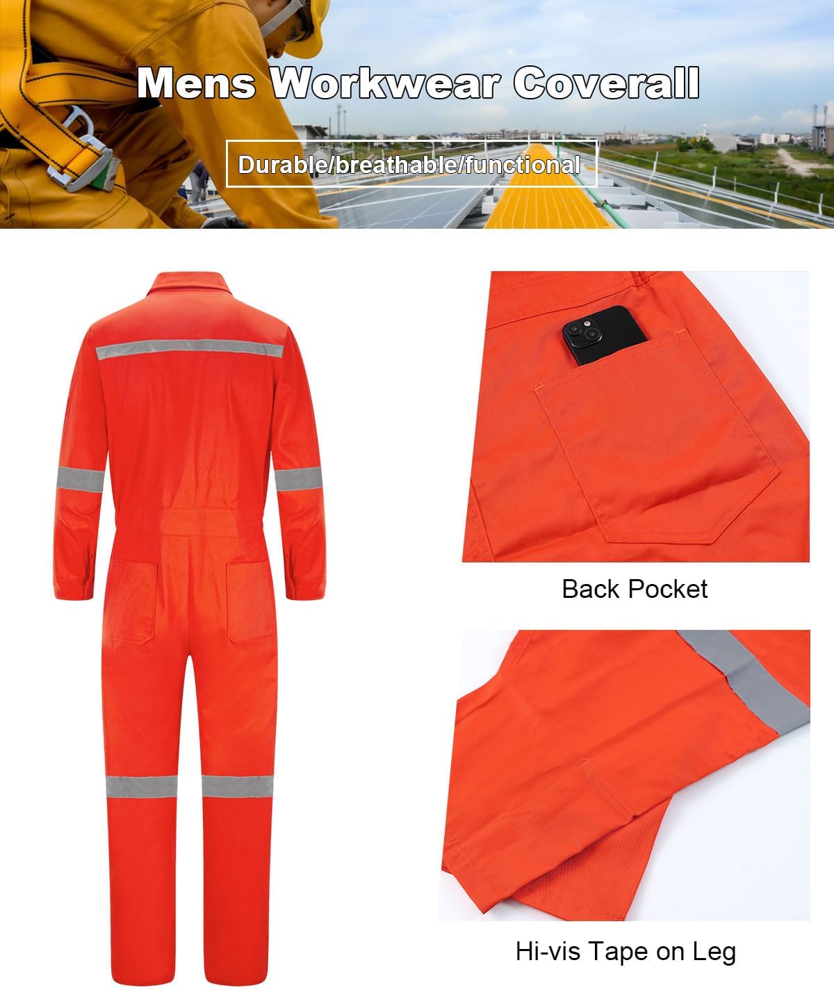 Mens Workwear Coveralls Work Mechanic Jumpsuits Long Sleeve Coverall Work Wear Multi Pockets