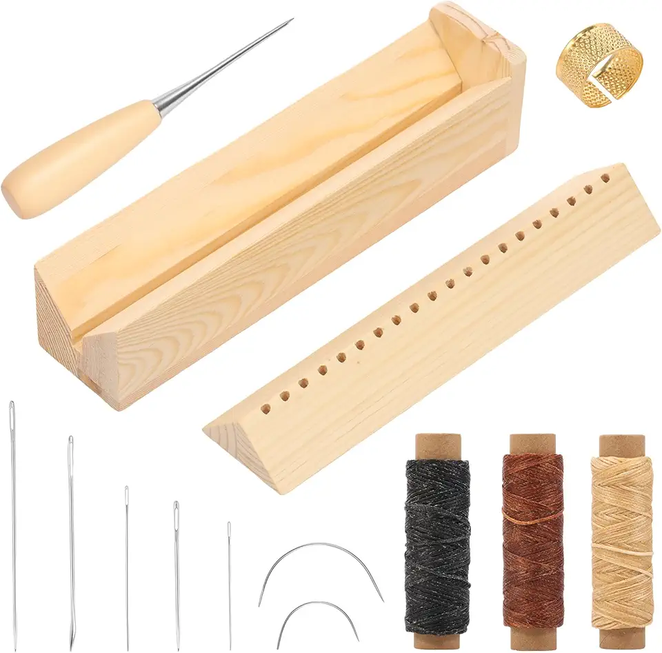 KHZSPP Kit de suporte para encadernação de livros de madeira, ferramenta de perfuração para encadernação com furador para artesanato de livros, superfície lisa polida, resistente e durável, guia fácil