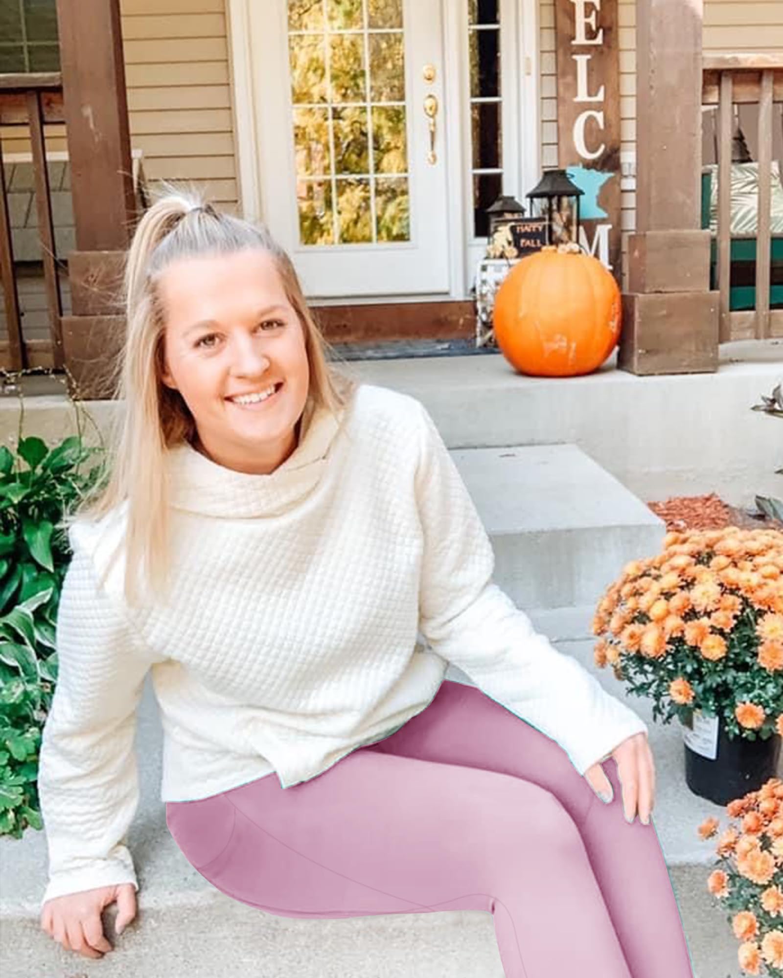 GAYHAY High Waist Yoga Pants with Pockets, Leggings for Women Tummy Control Compression Workout Leggings for Women: 25“ Inseam X-Large Vita Pink