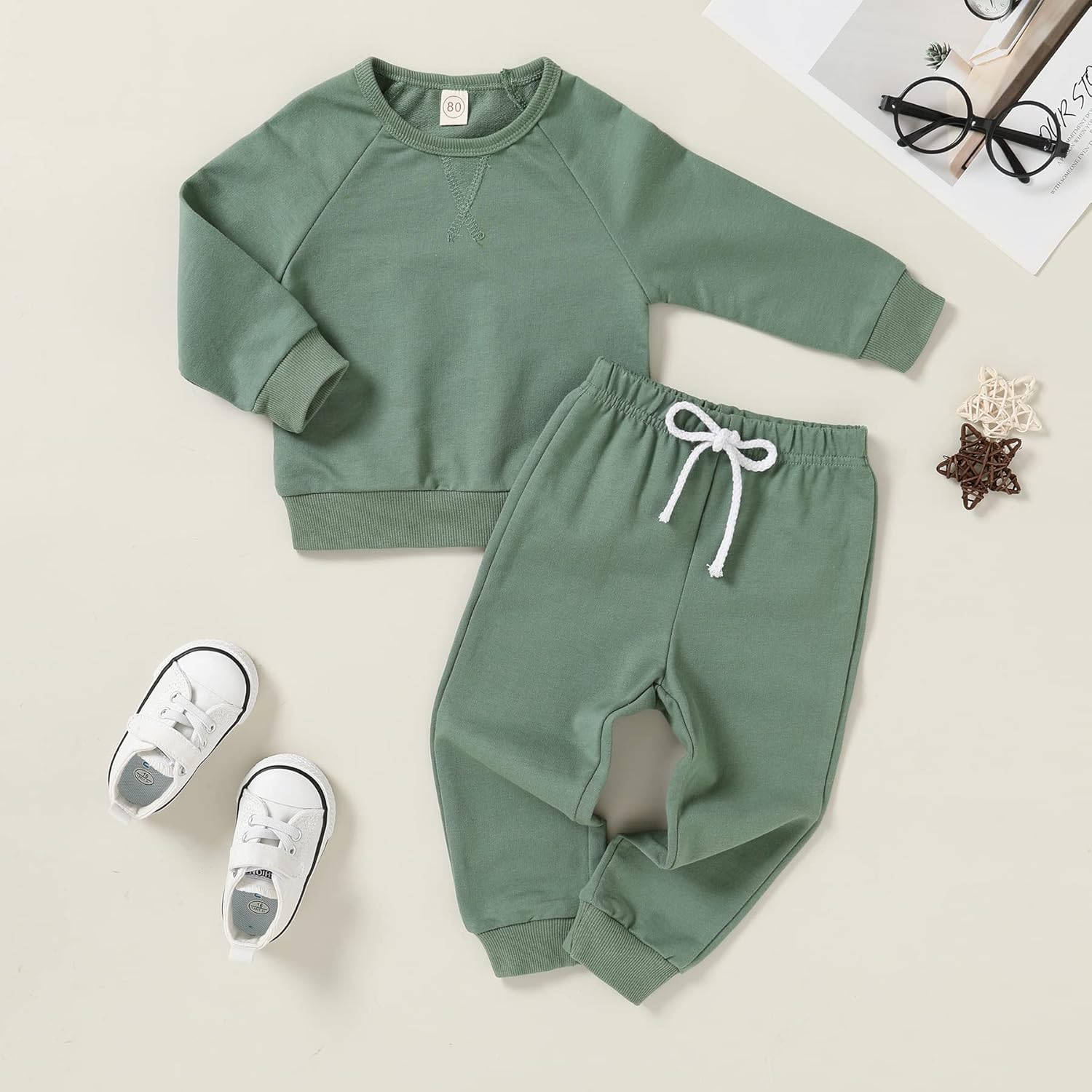 Happy Town Fall Outfits for Toddler Girl Boy Long Sleeve Top and Long Pants Set Toddler Sweatsuits - Image 2