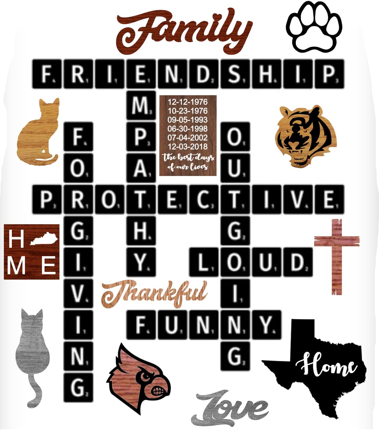 Large Scrabble 5 x 5 Tiles, Huge Wooden Ready to Hang 5x5 Tiles, Wall Decor, Farmhouse Style, Scrabble Pieces, Personalized Sign, Wooden Letters