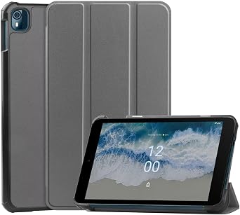 Tablet Cover for Nokia T10 8" 2022 Release, Utra Thin Slim Folio Stand Lightweight PU Leather Case for Nokia T10 2022 Model TA-1472 8 inch Gray