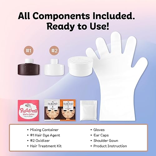 Miniatura 28 de eZn Tinte para el cabello con pudín, sin amoníaco, semipermanente, tinte coreano con queratina, sin olor, suave para pieles sensibles, sin Gris