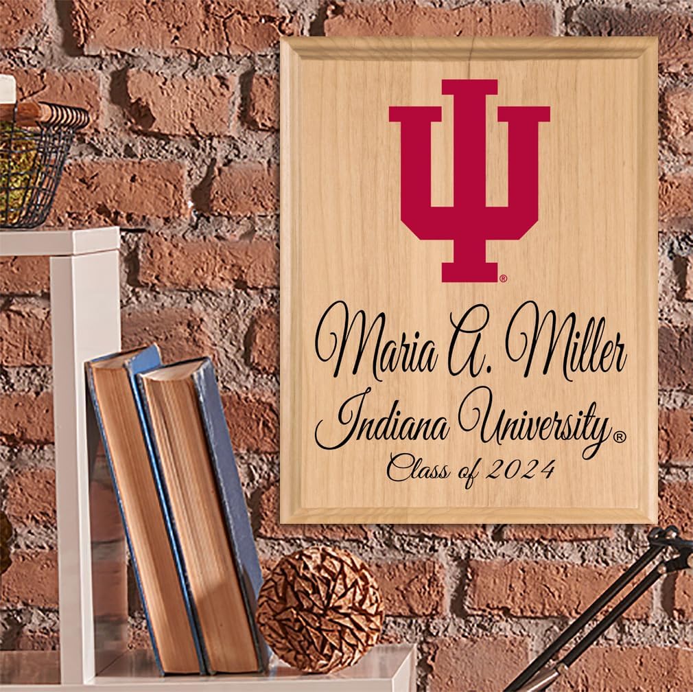 Official Indiana University Class Year Plaque - IU Student or Graduation Gift – Custom Name & Class Year - for Students, Grads & Alumni - Personalized Solid Wood Keepsake – 11 x 8.5