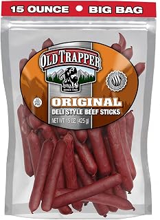 Old Trapper Original Deli-Style Beef Sticks 15oz Pack - Zero Sugar, 6g Protein per Serving, Smoked Jerky Snack