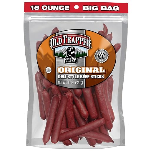 Old Trapper Original Deli-Style Beef Sticks,15-Ounce Package, Perfect for On-the-Go Snacking, Six Grams of Protein and Zero Grams of Sugar per Serving (Pack of One)