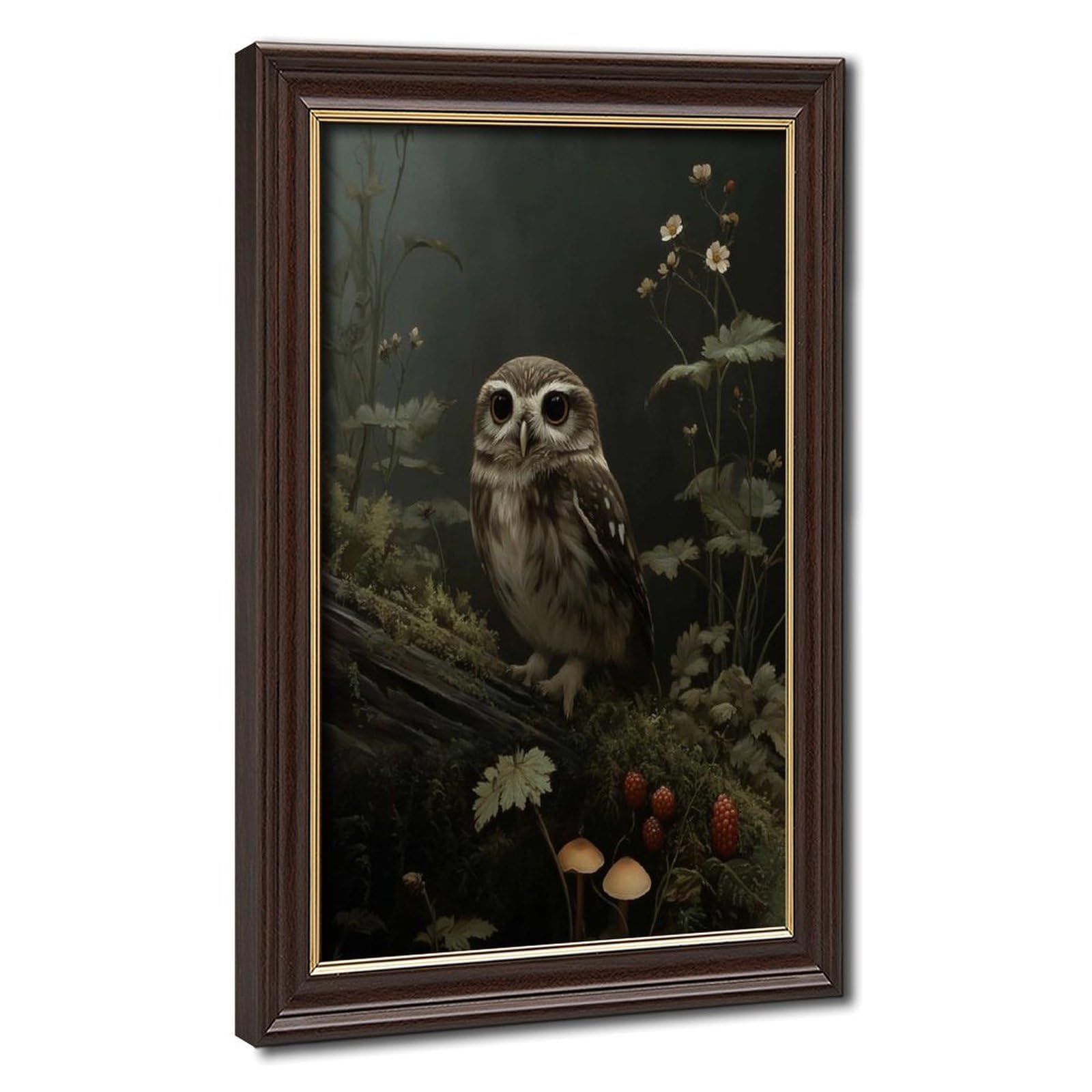 Bareronor Turquoise Whimsical Owl Canvas Poster Bedroom Decor Landscape Office Room Decor Gift 8" L X 12" W