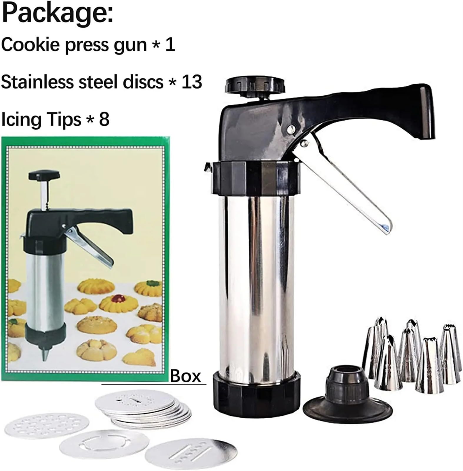 Jeringa Para Pastelería De Acero Inoxidable 21Pcs/set Stainless Steel Cookie Decorative Biscuit Hand Pressing Machine Household DIY Baking Tools Kitchen Accessories Para Tartas, Pasteles