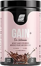 Sparkfuison Gain+ Women Weight Gainer | With Full Power 12 Herbs,Protein & Vitamins | For Improves Figure And Curve Size | Weight + Mass Gainer For Women Chocolate Smoothie flavour 1 kg