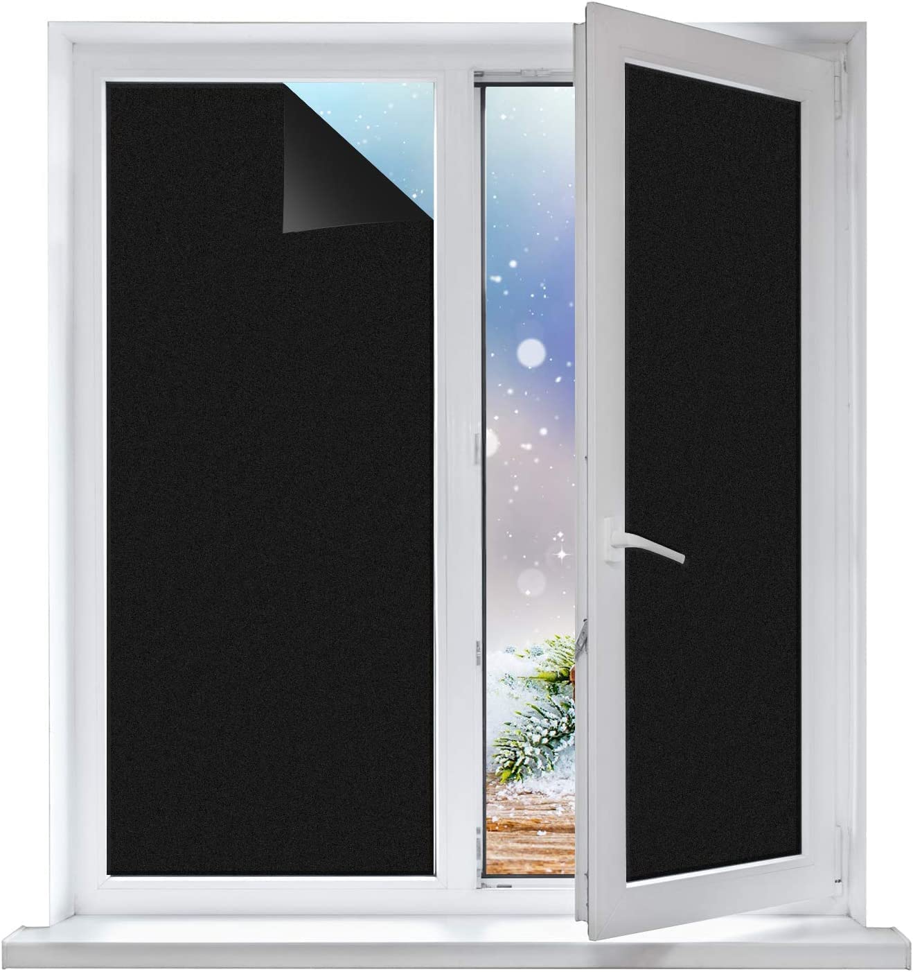 Total Blackout Window Film, Heat Blocking 100% Privacy Window Cover,Glass Window Film, Light Blocker Window Sticker Vinyl Door Window Covering, (Self Adhesive, 24 X 48 inch)-image-0