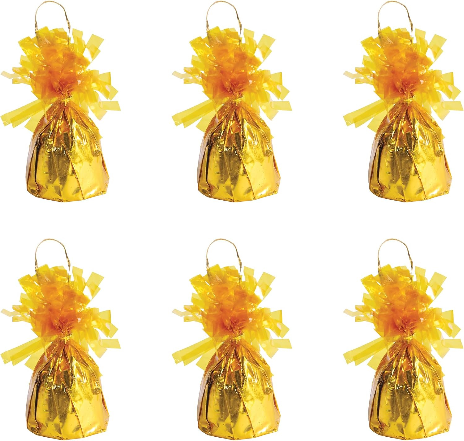 Beistle Metallic Wrapped Balloon Weight – 6 Pack, Yellow Balloon Centerpiece Bouquet Holders, Party Decoration Accessories for Baby Showers, Easter, Summer Parties, and Birthday Celebrations, 6 Oz