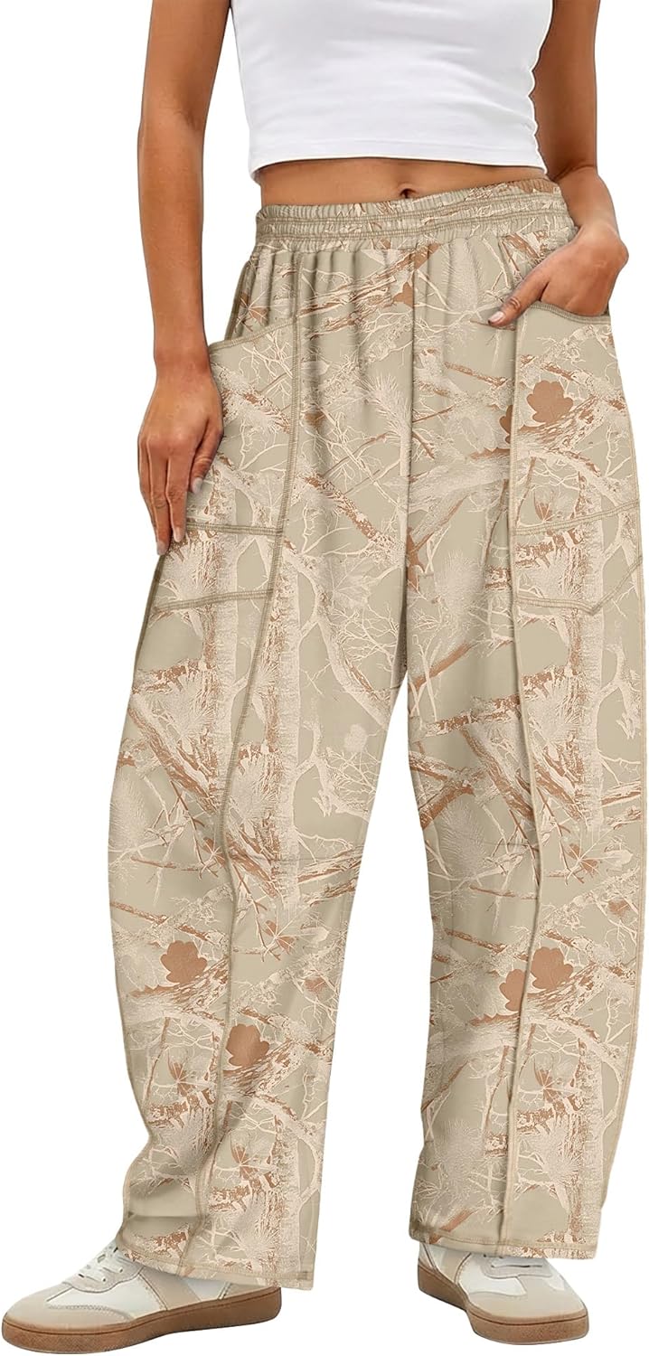 Magritta Womens Baggy Barrel Casual Pants Wide Leg Lounge Fashion Palazzo Pants with Pockets