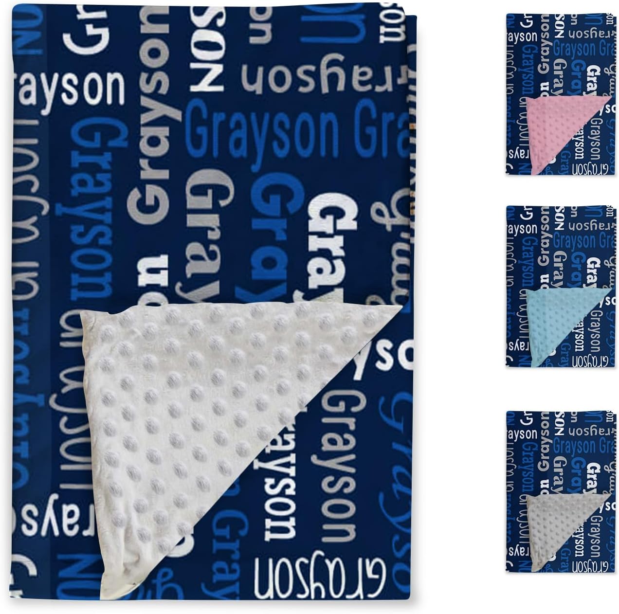 KAINSY Personalized Name Blanket for Kids Adult, Customized Toddler Blanket with Double Layer Dotted Backing, Bed Blankets for Newborn Infants, Gift for Birthday Christmas Valentines Day(30"x40")