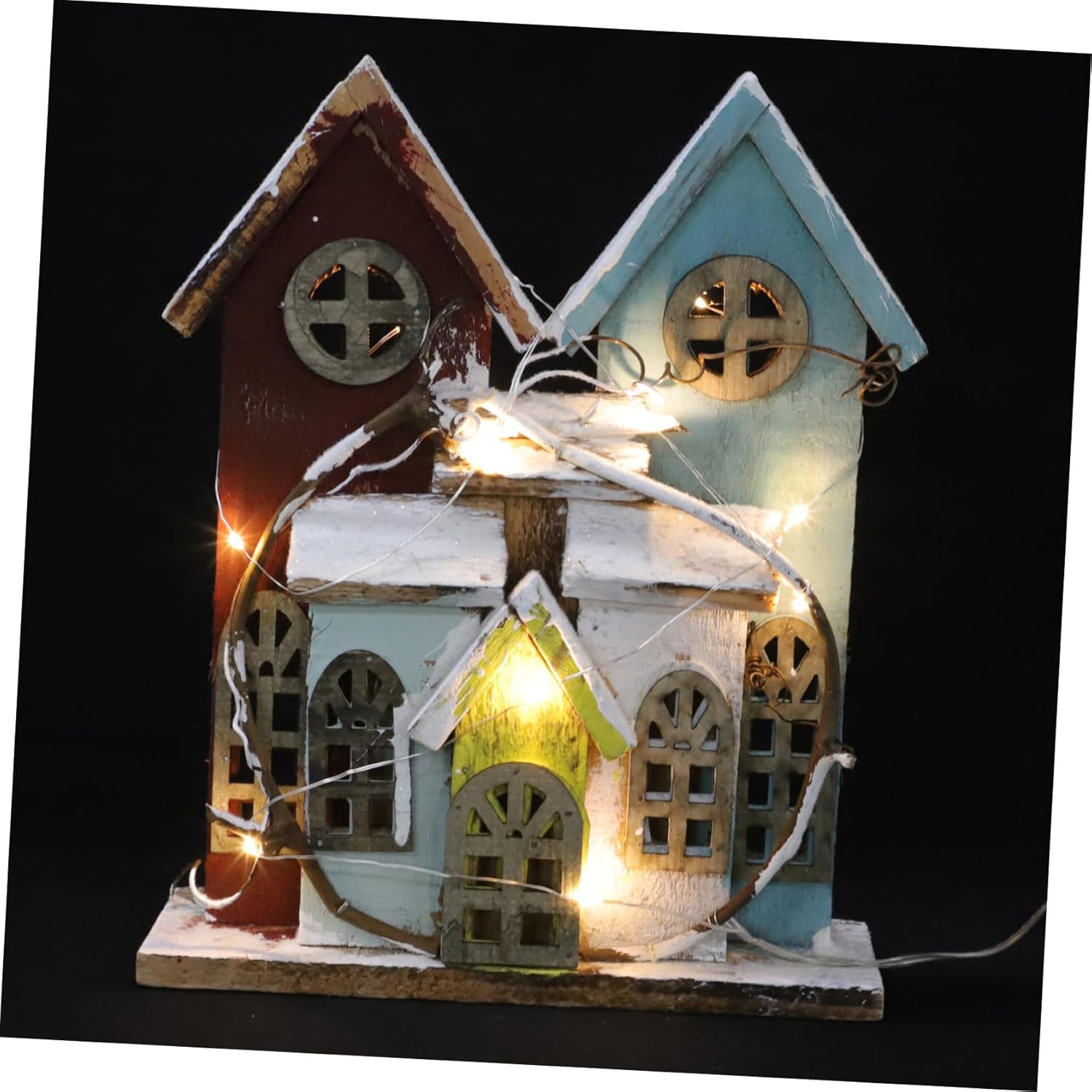 1pc Mini Christmas House Shaped Decor Ornament for Festive Atmosphere Chic Desktop Decoration for Home Living Room and Bedroom No Batteries Included