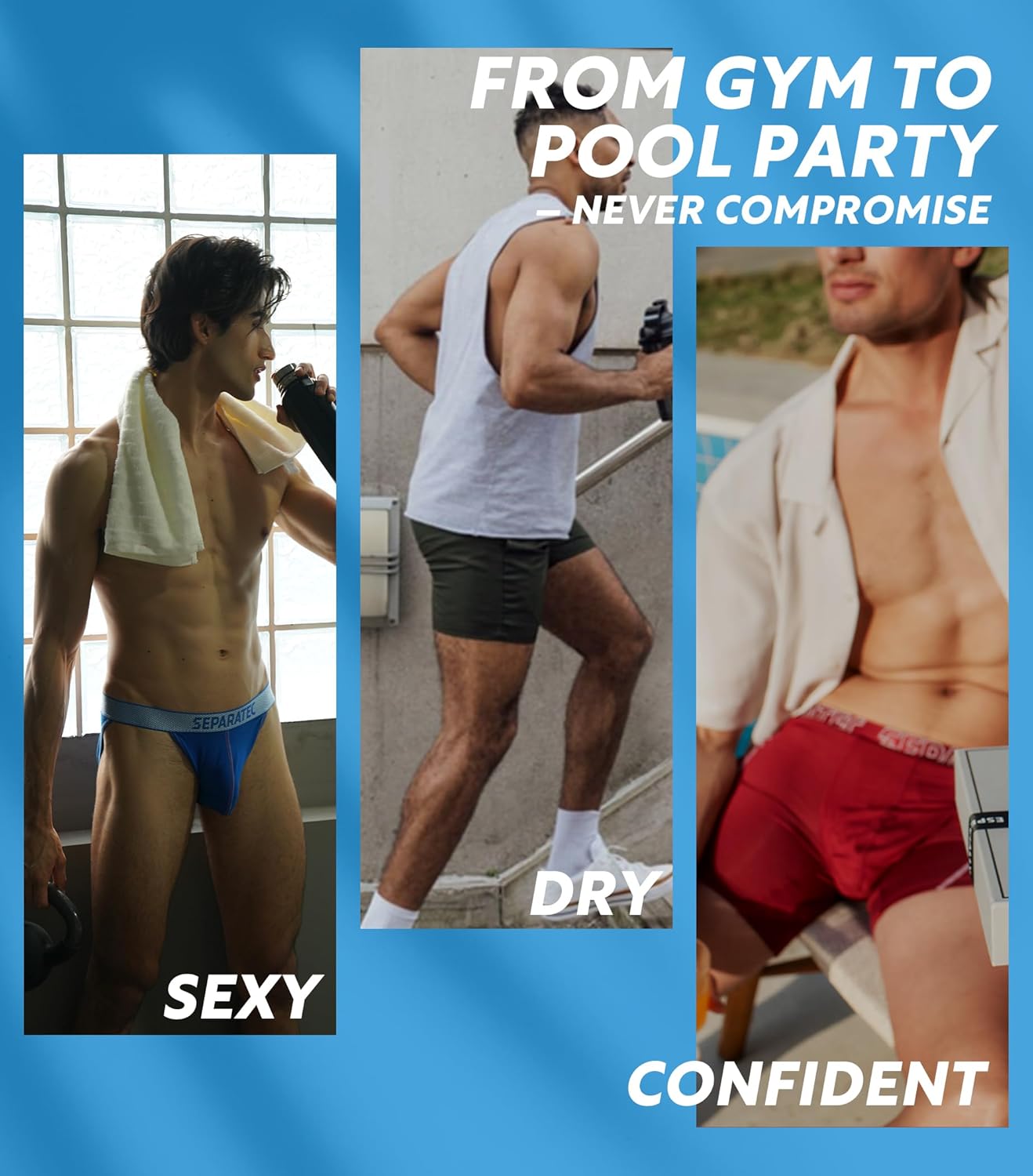 Separatec Men's Bikini Briefs Dual Pouch Bulge Enhancing Soft Support Breathable Mens String Bikini Briefs Tagless 3 Pack - Image 6