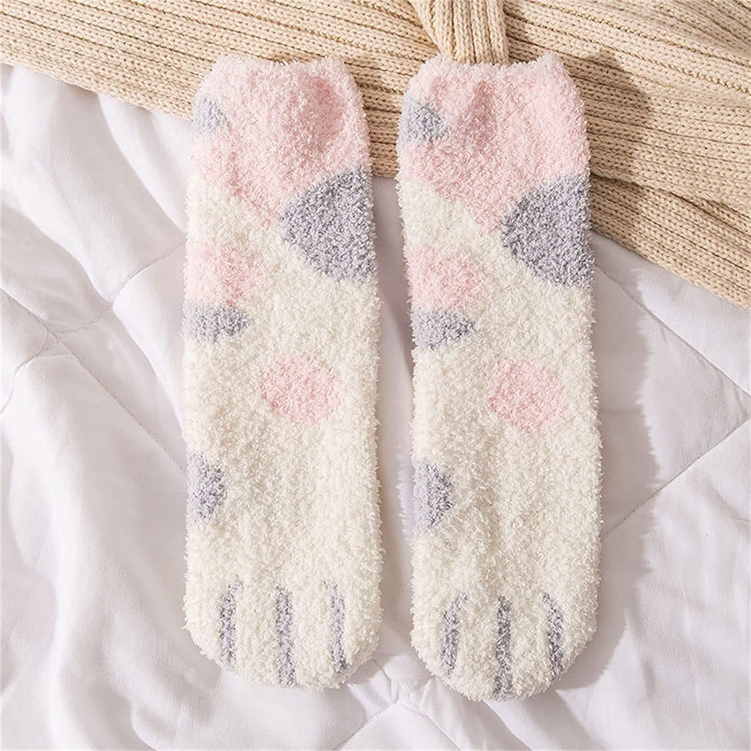 Calzini Termici Calze Invernali 2 Paia Di Simpatici Calzini Termici Invernali Da Donna Cat Design Super Morbido Caldo Ispessito Accogliente Sfocato Calzini (Color : F, Size : One Size)