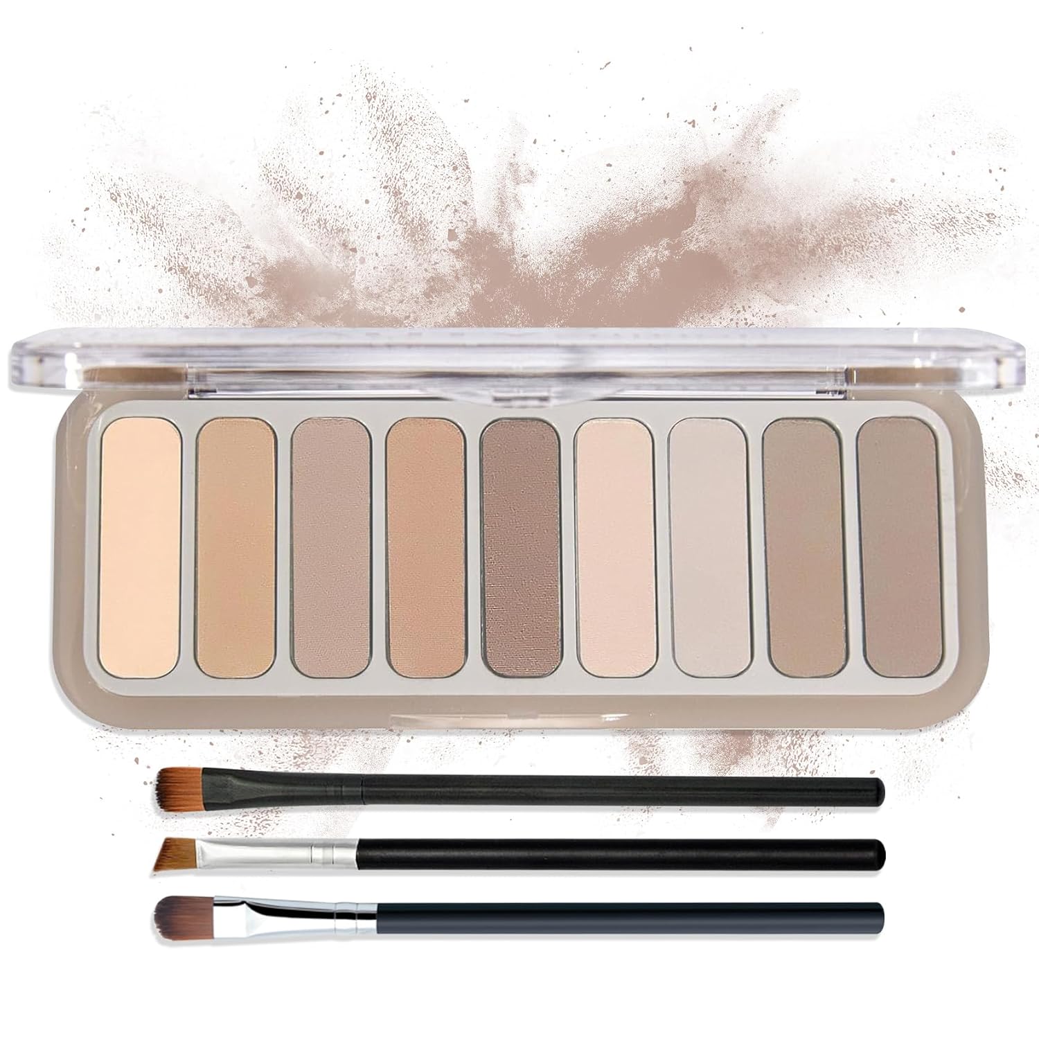 9 Colors Matte Naked Eyeshadow Palette, Mini Matte Eye Shadow Pallet, Neutral Nude Shades for Natural Makeup, Naked Eye Shadow Pallet with 3 Eyeshadow Brush for Women