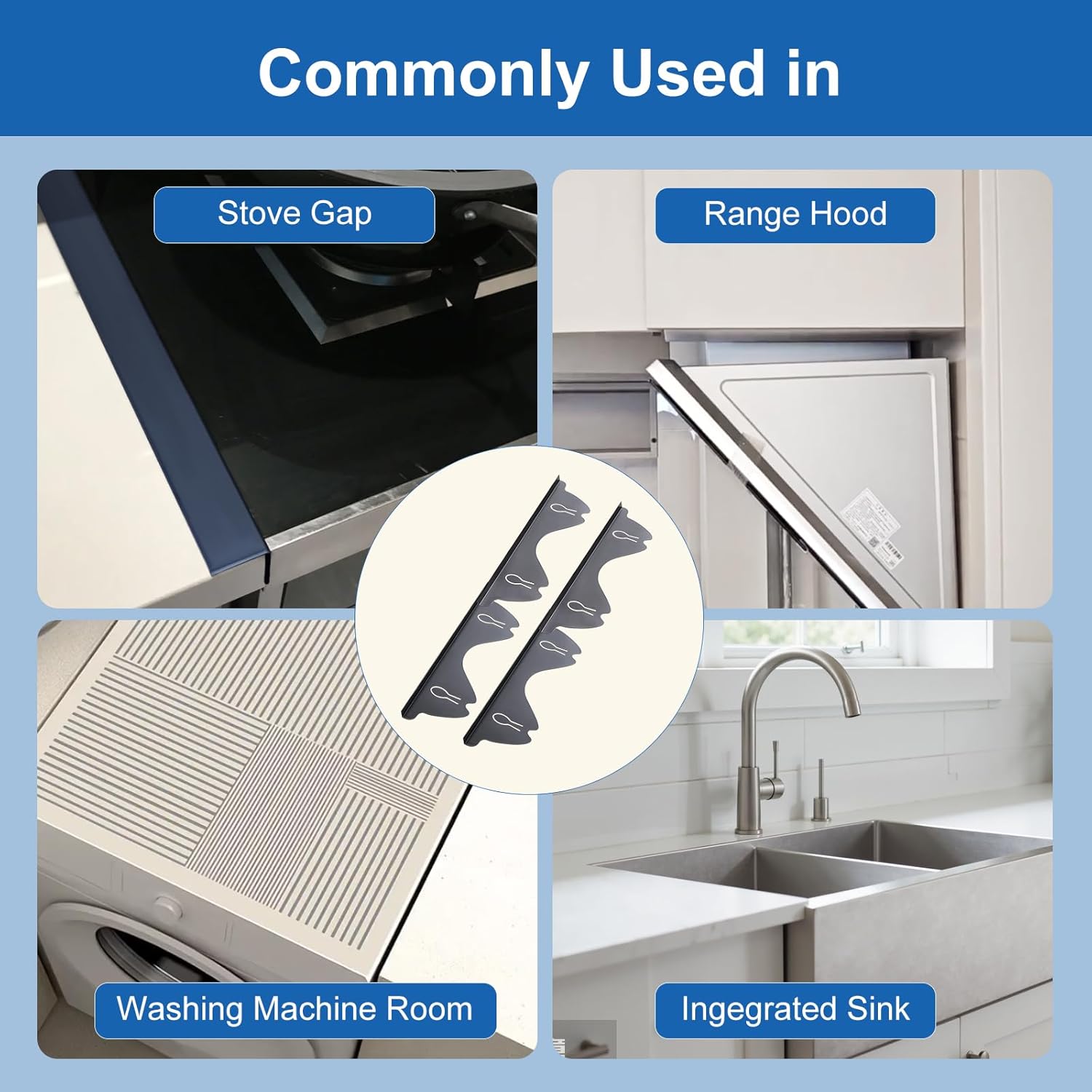 Stainless Steel Stove Counter Gap Covers (2 Pack), Stove Gap Covers Stainless Steel, Range Trim Kit, Stove Gap Covers, Heat Resistant Oven Gap Filler, Adjustable Length 13.8" To 27.5" (L Shape)