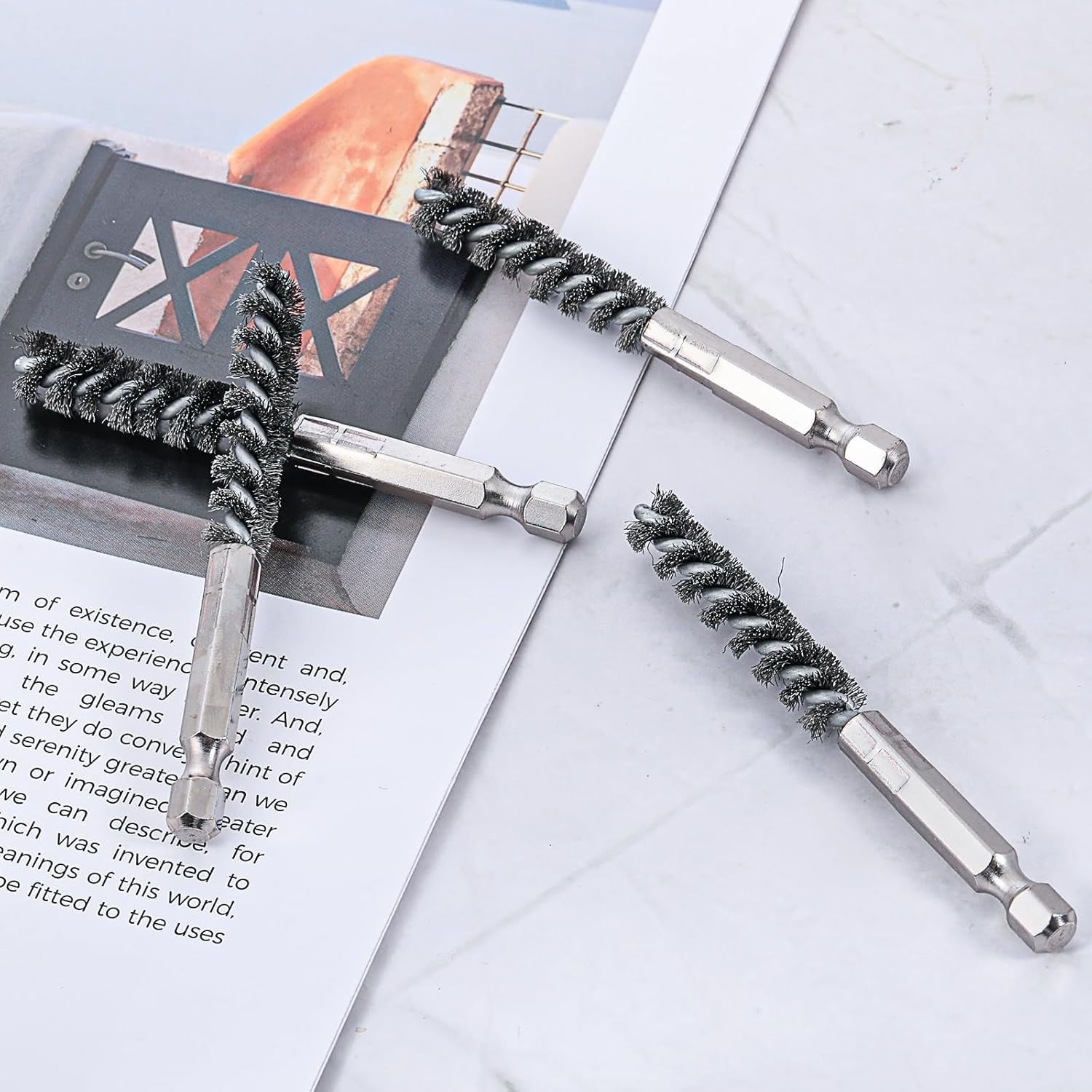 4 Pcs Golf Clubs Hosel Brushes Head Hosel Brush Hex Shank Handle Electric Drill Wire Brush Golf Shaft Ferrules Brushes Stainless Steel Bore Cleaning Wire Tool for Wood and Iron