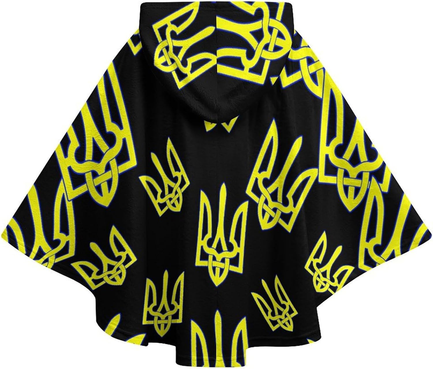 Ukraine Coat Arms Wearable Blanket with Hooded Flannel Blankets Cape with Pocket