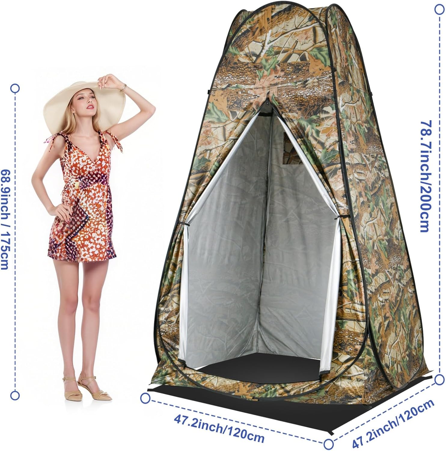 Pop Up Pod Changing Room Privacy Tent, Portable Outdoor Shower Tent, Camp Toilet, Rain Shelter for Camping, Easy Set Up, Foldable - with Carry Bag (Camouflage)