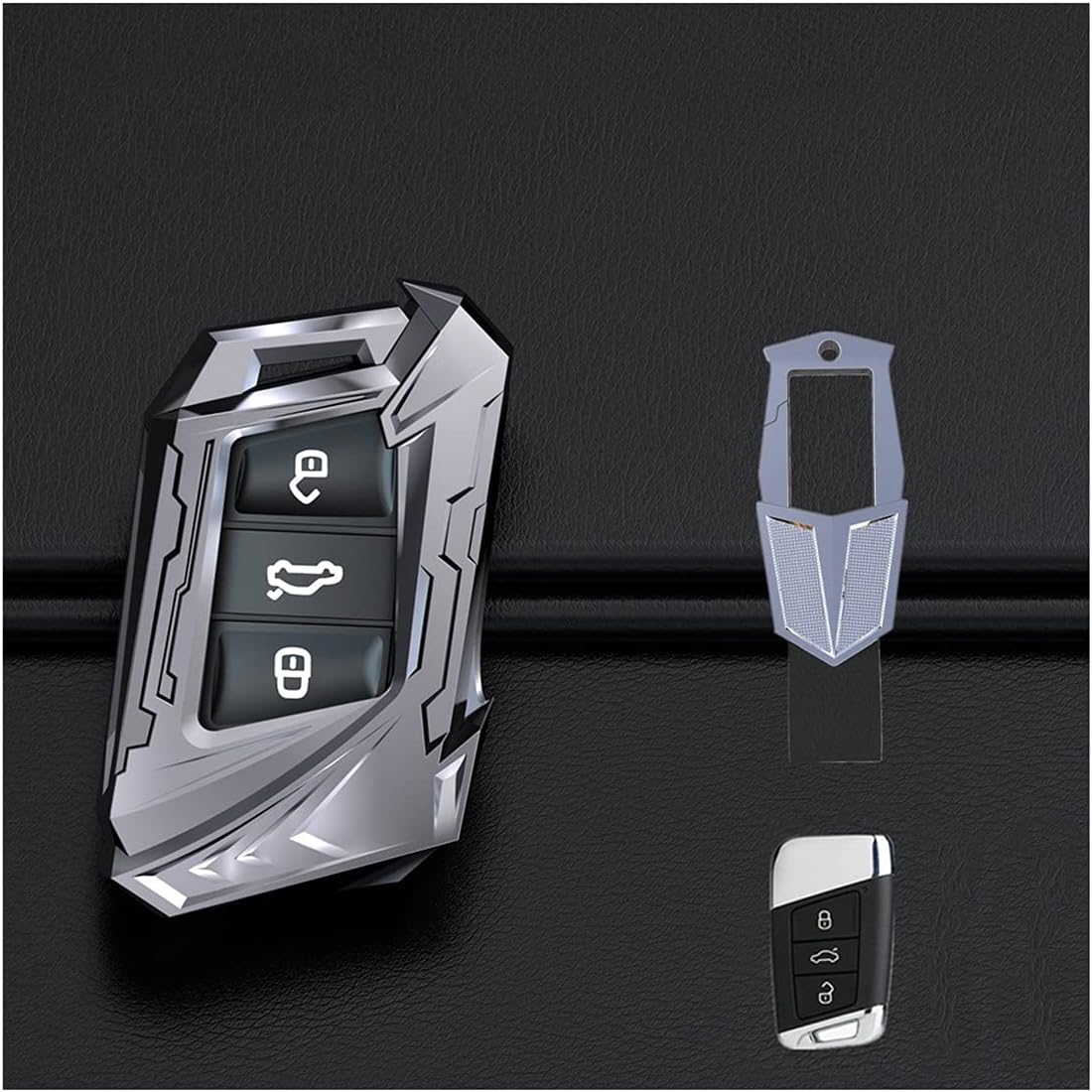 Key Case For Car Keys Car Key Case Cover For ​V-o-l-k-s-w-a-g-e-n V-W G-o-l-f MK 5 7 T-i-g-u-a-n T-o-u-r-a-n P-a-s-s-at B-8 J-e-t-t-a S-k-o-d-a L-e-o-n I-b-i-za GTI/Rabbit/R K-o-d-i-a-q O-c-t-a-v-ia