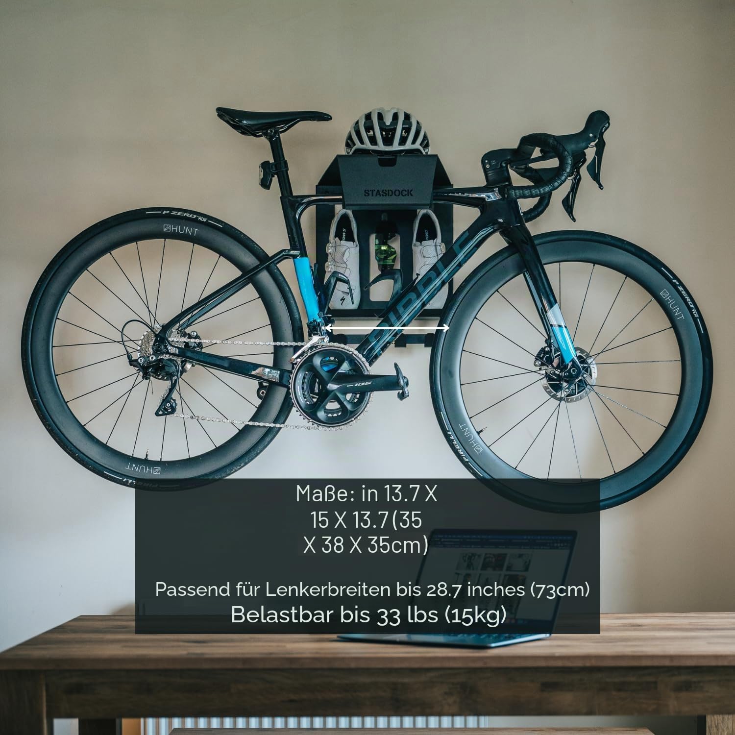 Stasdock Fahrrad Wandhalterung Rennrad Halterung Wand Träger Happy Black Fahrradträger für Zuhause