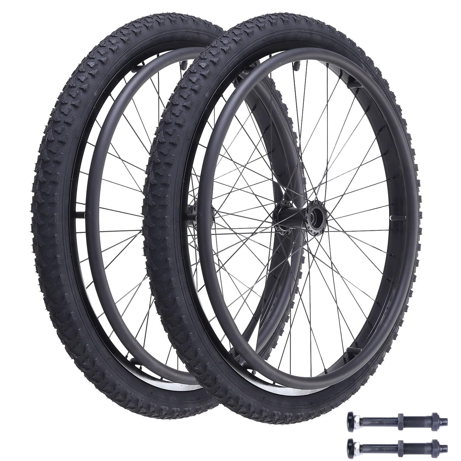 Zestaw kół tylnych do wózka inwalidzkiego, 24" x 1,95" (50-507) Części zamienne do opon pneumatycznych, opony do wózków inwalidzkich terenowych do użytku wewnątrz i na zewnątrz(Bearing 12.7mm)