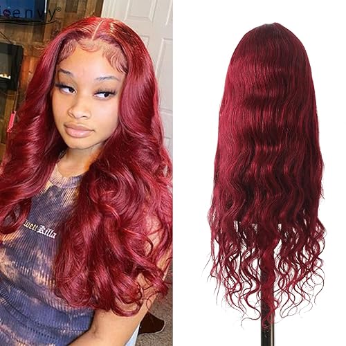 Miz Barn Pelucas de cabello humano brasileño ondulado con encaje frontal para mujeres negras, 13 x 4, densidad del 150 %, prearrancadas con