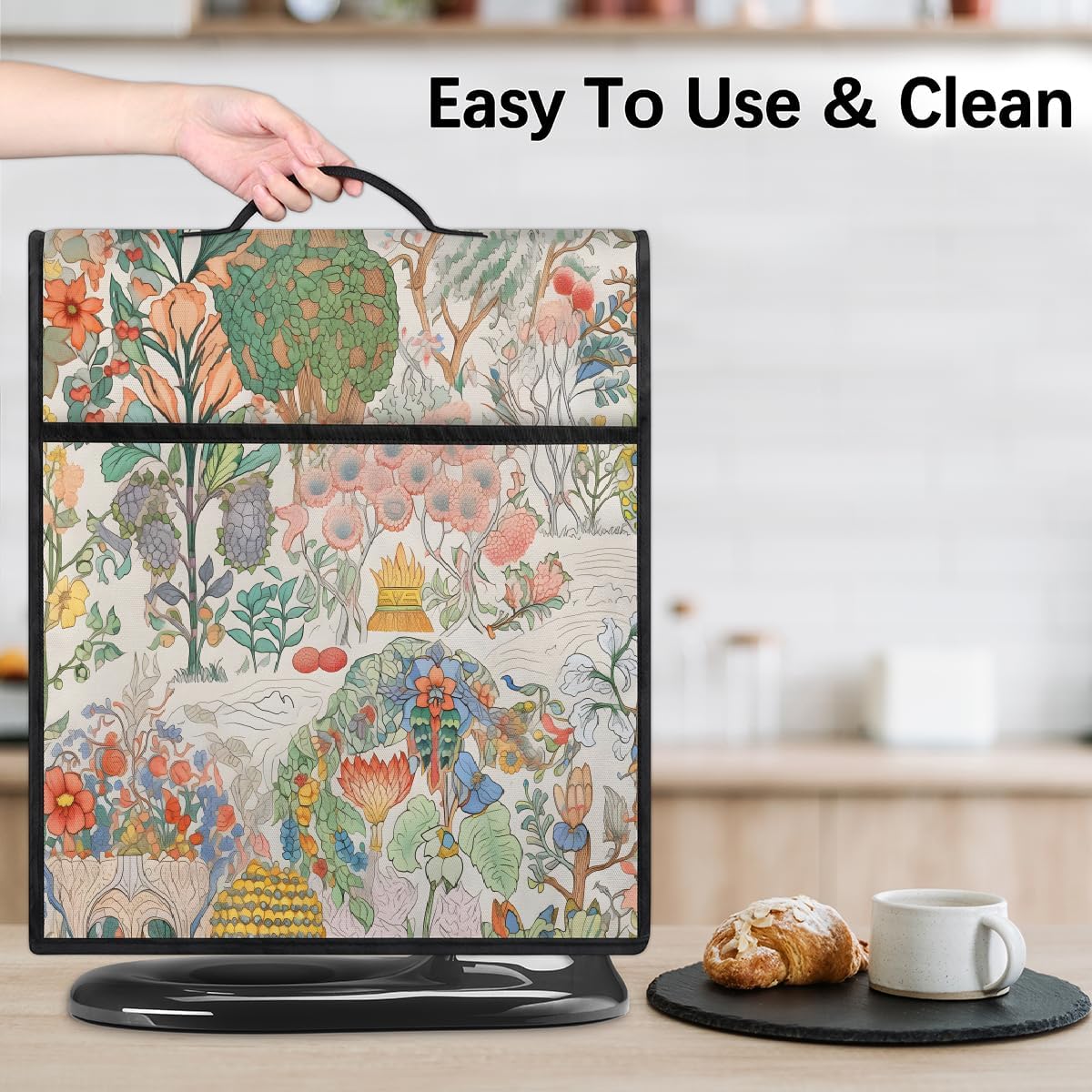 Mixer Cover Watercolor Painting Kitchen Aid Stand Mixer Cover Waterproof Coffee Maker Machine Dust Cover with Pocket, Kitchen Counter Appliance Covers Mixer Assecories