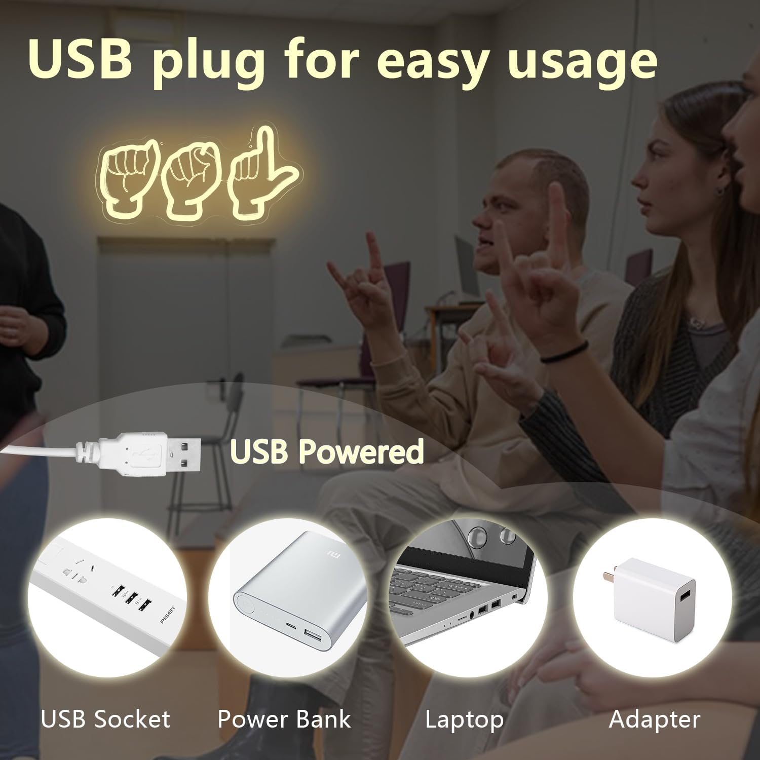 ASL Neon Sign for Wall Decor Sign Language Neon Light Sign ASL Dimmable Teacher Led Sign for Teacher ASL Gifts Back To School Light Up Sign for Background Classroom Bedroom Home Office