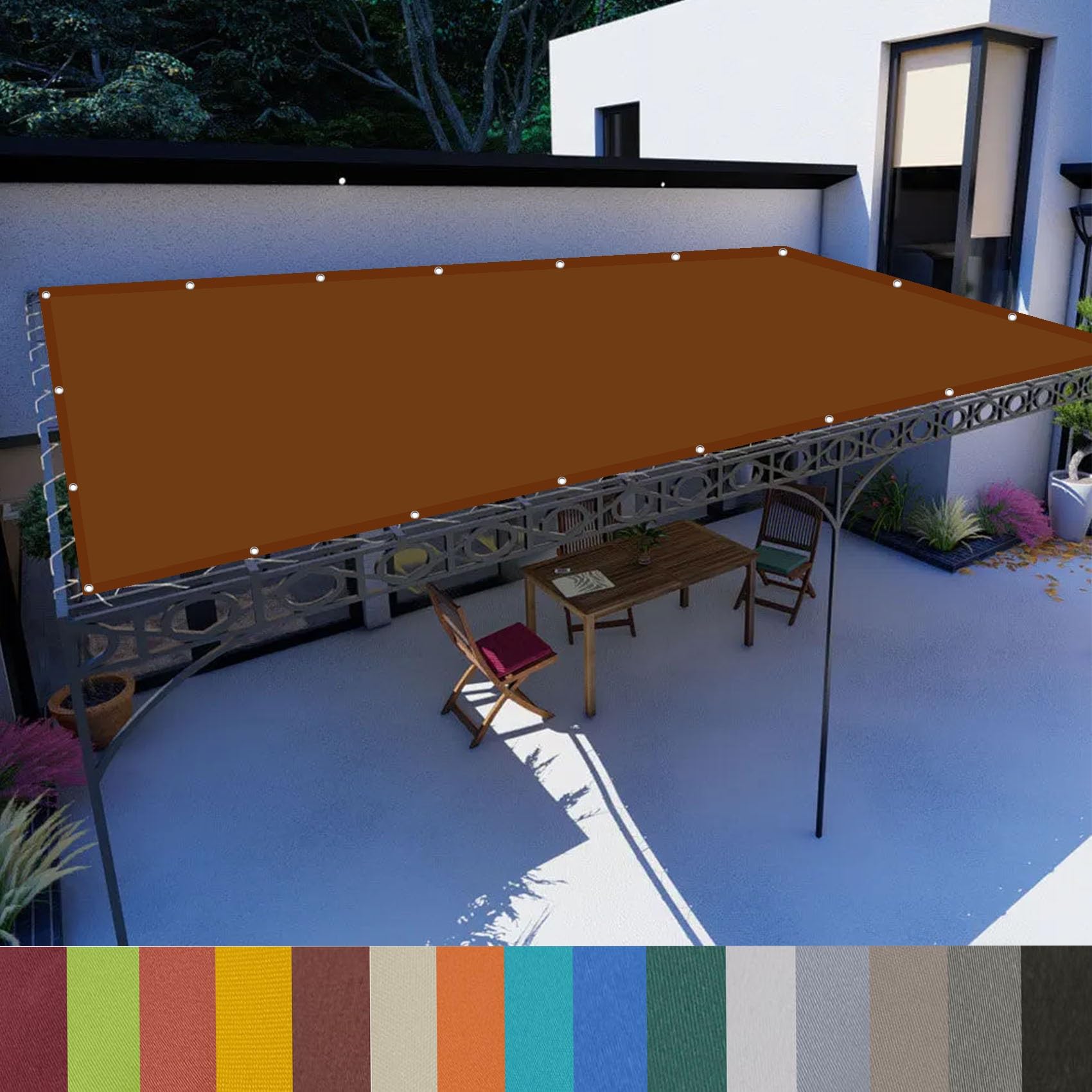 Voile d'ombrage 1.7x4m rouge rouille pour embellir les repas de terrasse