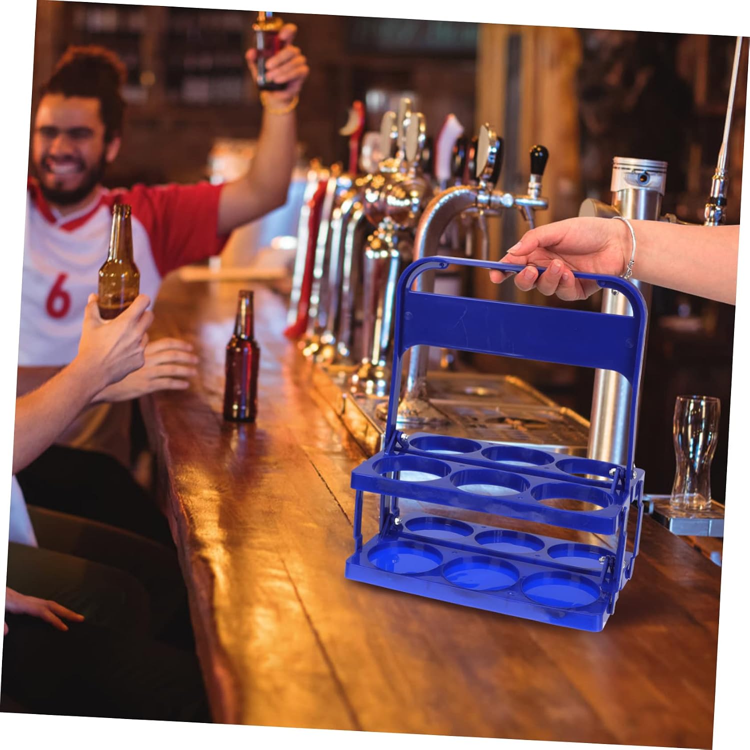 Ciieeo Folding Beer Bottle Rack Handles Plastic Beer Storage Basket for KTV Bar and Kitchen Organization for Parties Space Saving Design