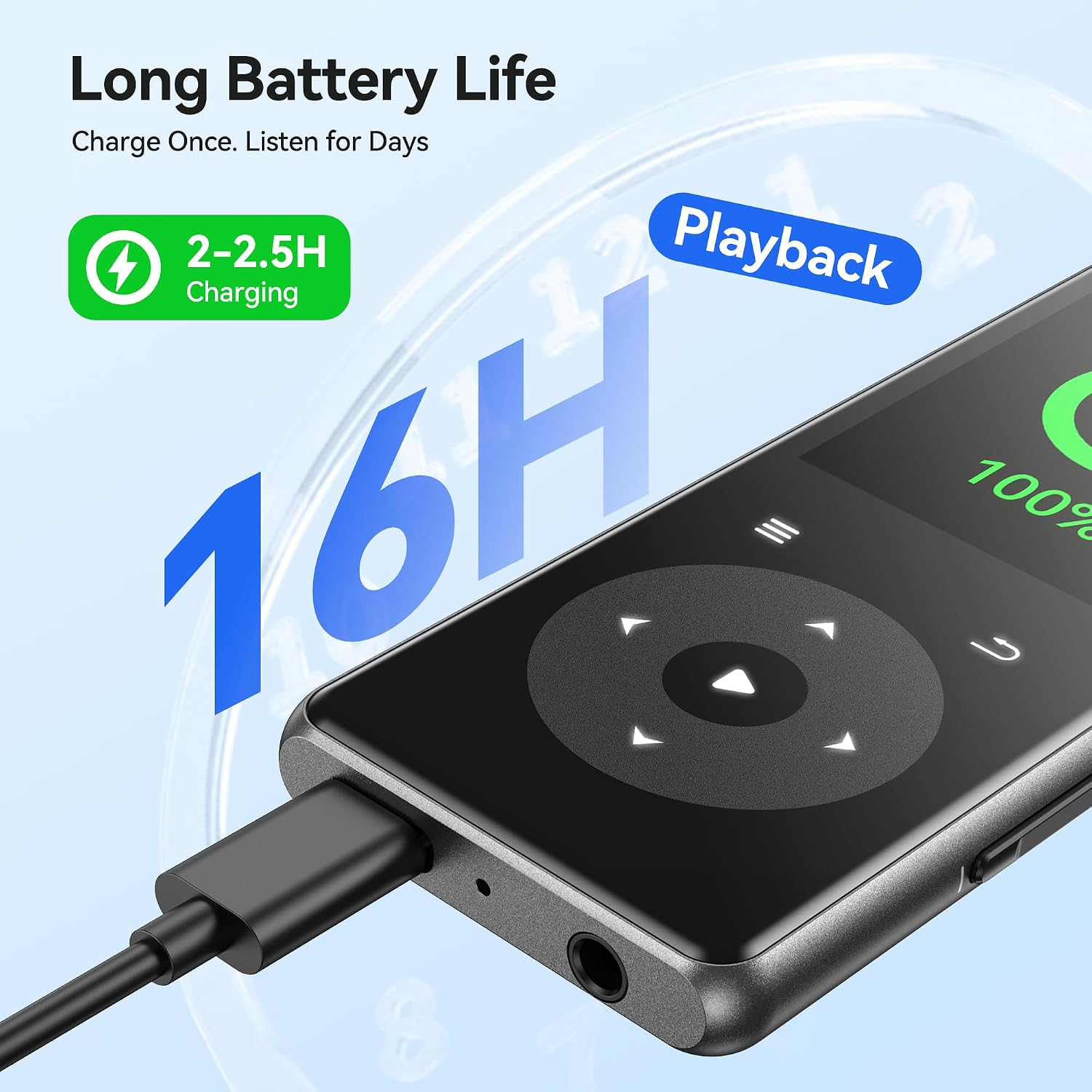 AGPTEK MP3 Player with Bluetooth, M7 1.8'' Music Player with Speaker(0 GB) | with FM Radio, Touch Buttons, No Built-in Memory, Supports Up to 128GB