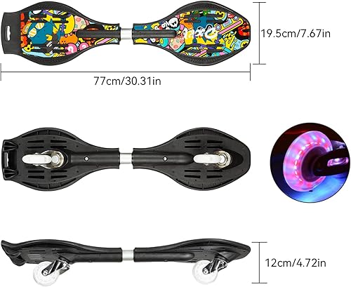 Miniatura 34 de Tabla giratoria, patineta junior de lujo con ruedas iluminadoras para más emoción, diversión y visibilidad, Twistboard para niños de 8 años
