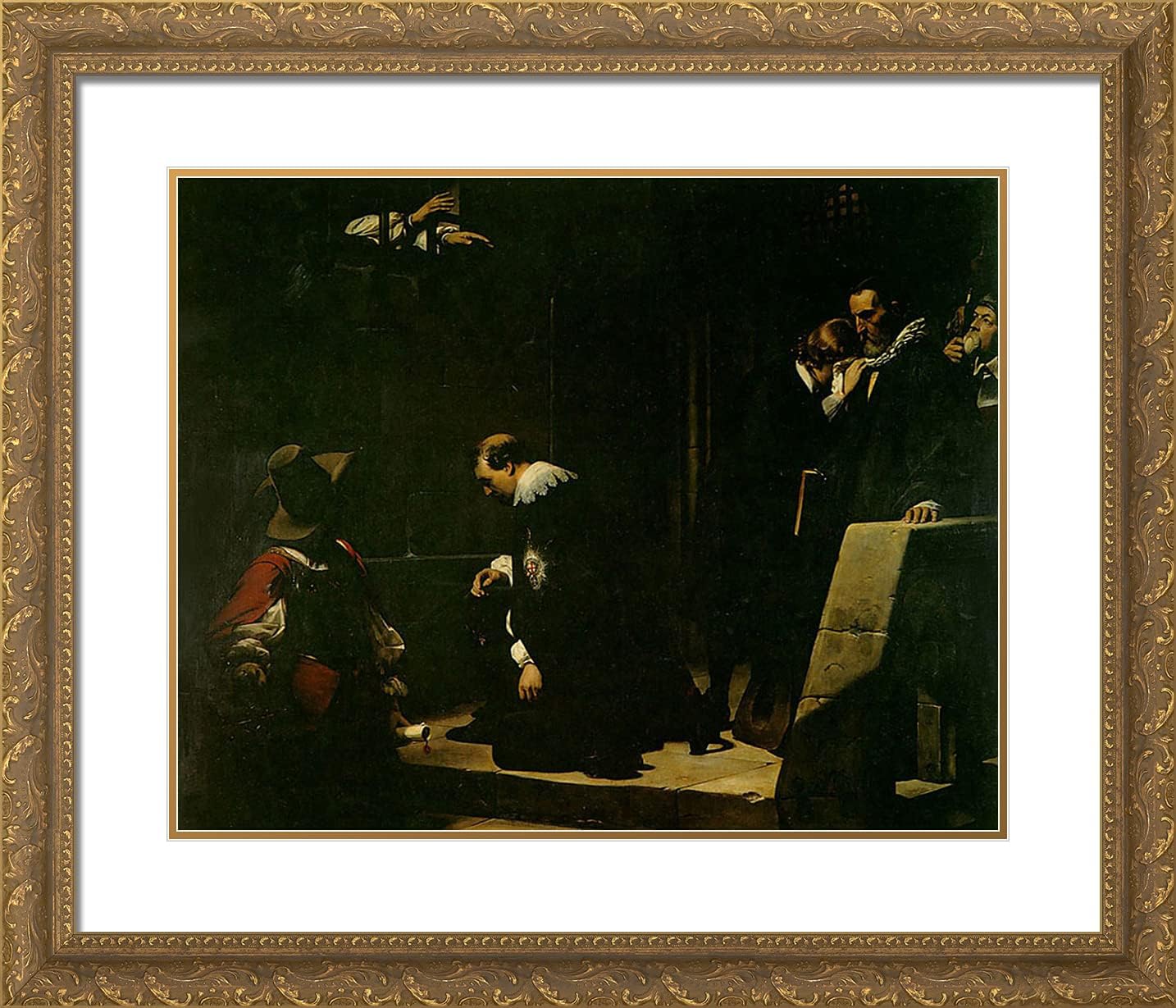 ArtDirect Delaroche, Paul 23x20 Gold Ornate Framed Art Print with Double Matting Titled: Strafford