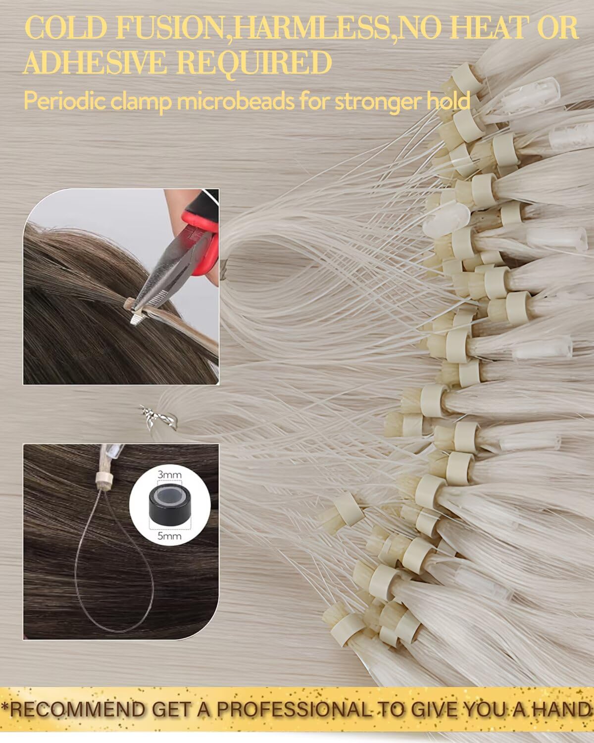 Hetto Microlink Hair Extensions Human Hair Blonde Micro Link Invisible Remy Hair Extensions Blonde for Daily Natural Thick Volume 14 Inch 50g 50s