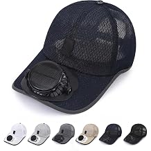 Solar Rechargeable Peaked Cap with USB Charging, 3-Speed Cooling Fan, Adjustable Airflow Lightweight Breathable Hat